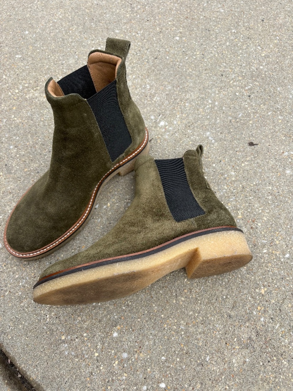 Everlane Green Suede Chelsea Boot